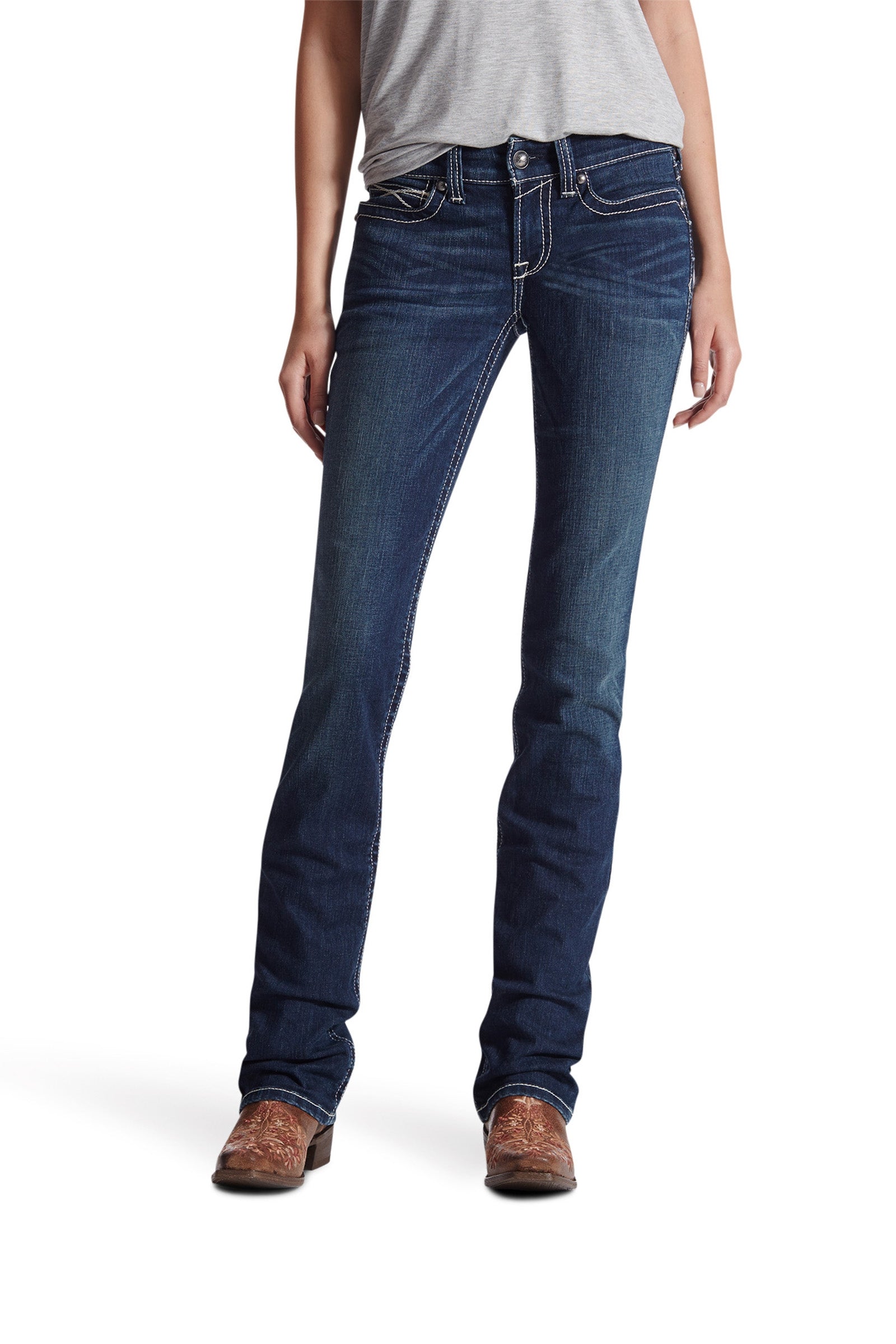 Ariat R.E.A.L. Mid Rise Stretch Icon Stackable Straight Leg Jeans Womens Breeches