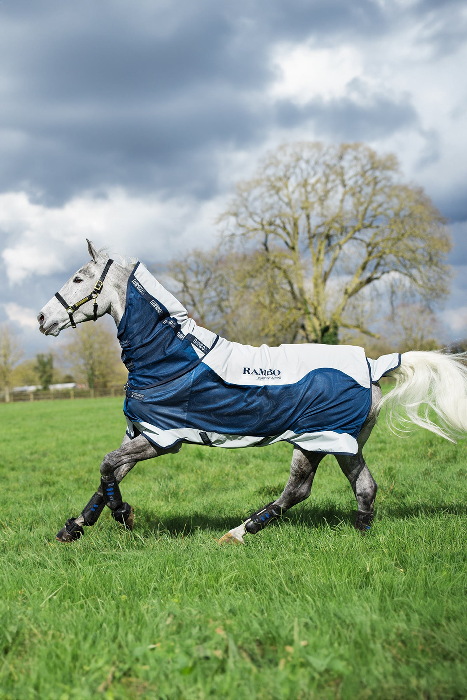 Horseware Rambo Summer Series Turnout Rug 100g - Navy/Grey – horze