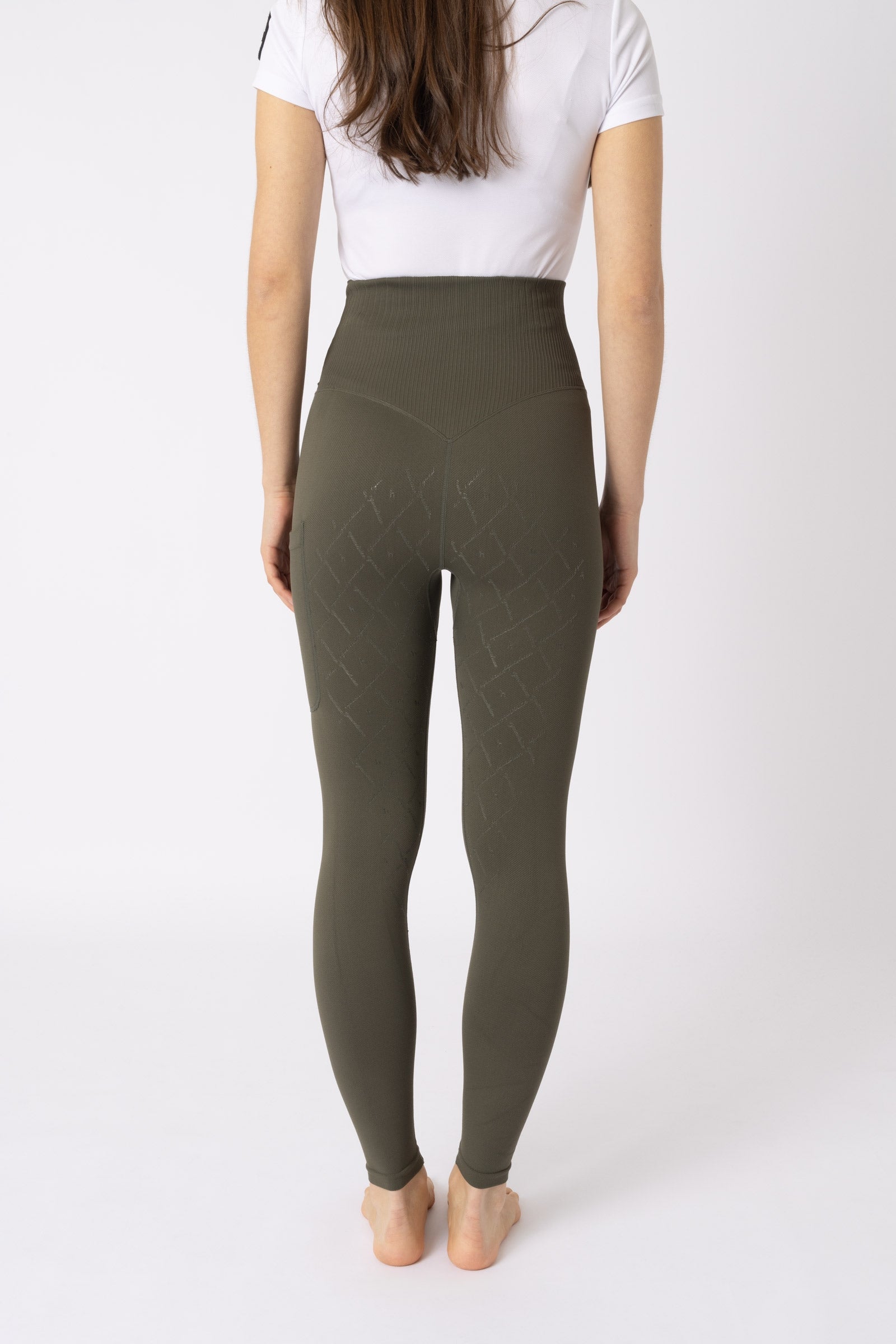 Horze Janine Women's Seamless Full Grip Tights with phone Pocket Womens Breeches