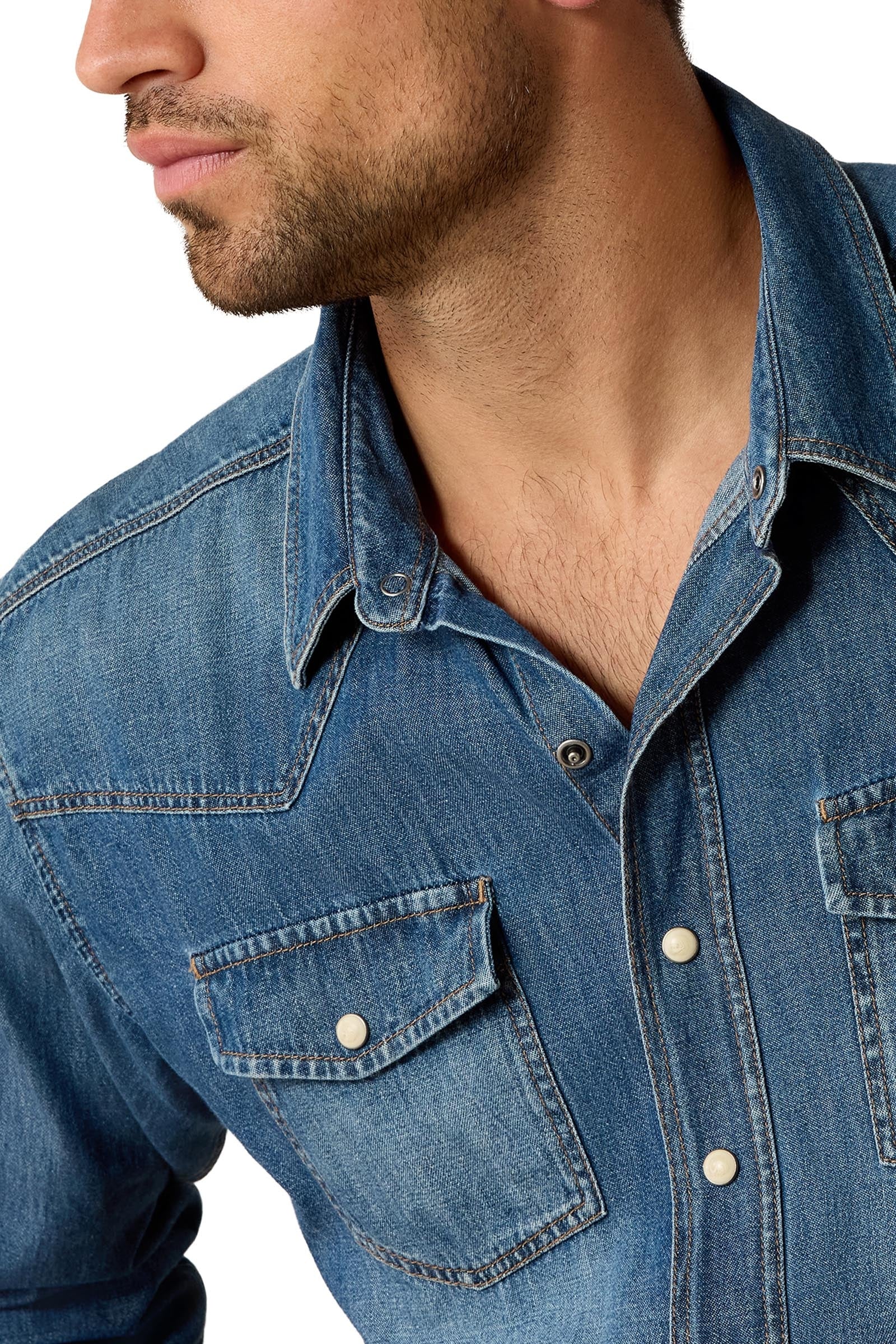 Ariat Mens Denim Retro Fit Shirt Mens Riding Clothing