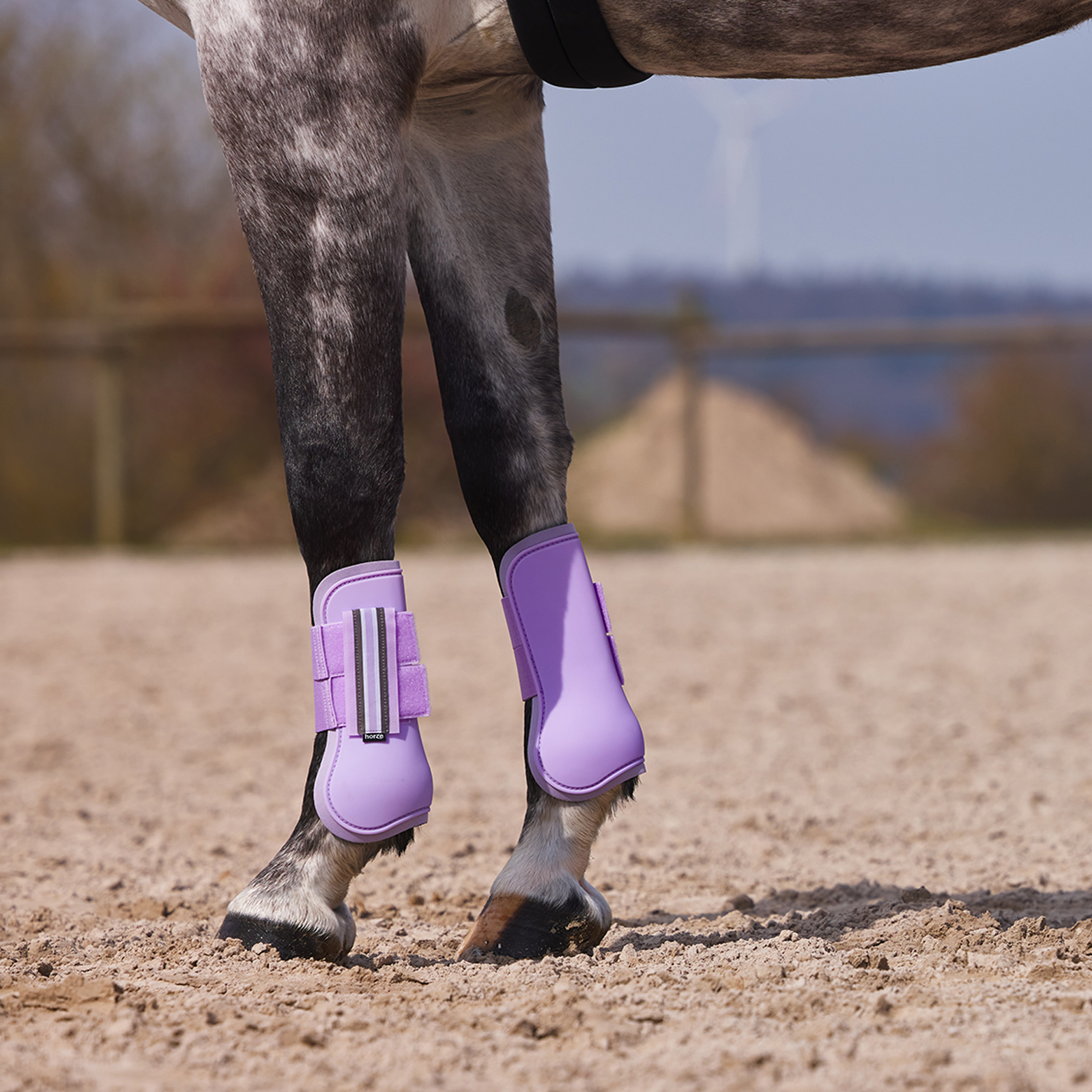  HORZE Adepto Open Front Tendon Boots  Durable Shell with  Neoprene Lining - Languid Lavender Purple - Horse : Pet Supplies